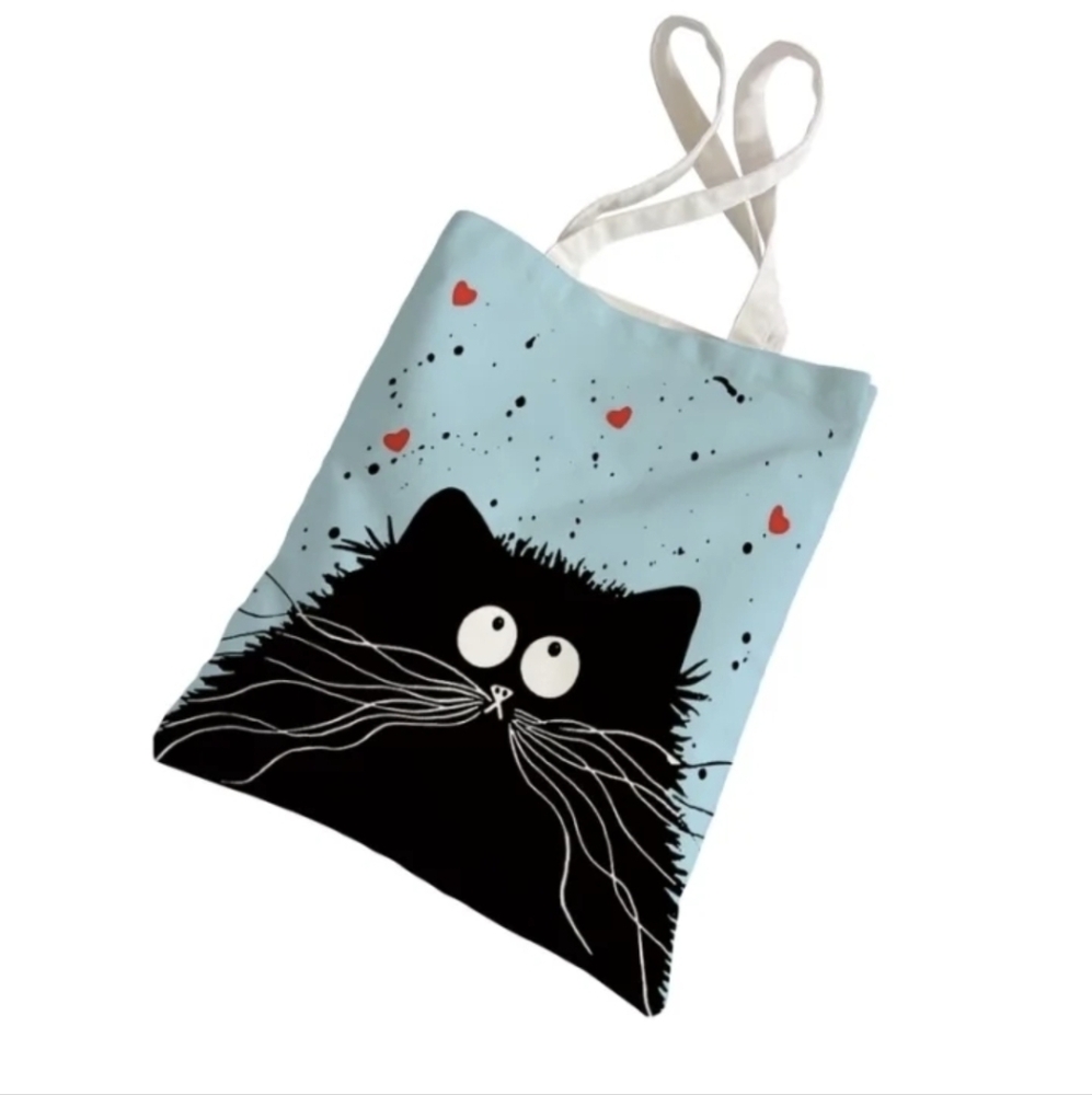 Cute Black & Blue Cat Tote Bag